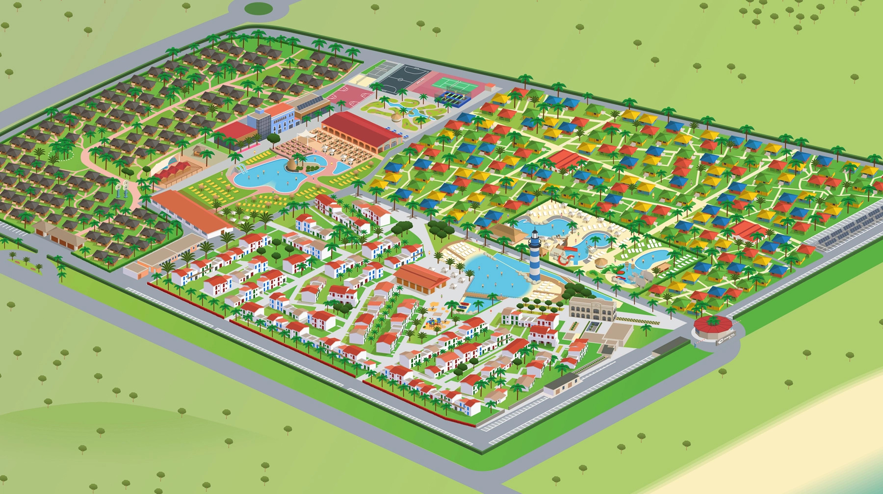 Cambrils Park resort isometric map illustrated map illustration isometric map vector illustration vector map