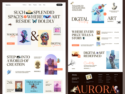 Aurora - Digital Art Gallery & Exhibition Website ai art ai image ai image generator art collection art gallery art platform artist artworks digital art digital design exhibition ff landing page museum painting visual art web design webdesign website design website designer