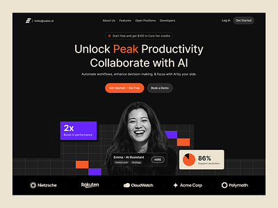 AI Startup - Sales Agent / Landing Page ai ai agent ai coordinator ai landing page ai product ai startup ai website ai website design dstudio landing page landing page design product design sales agent startup website web design webflow website design website development