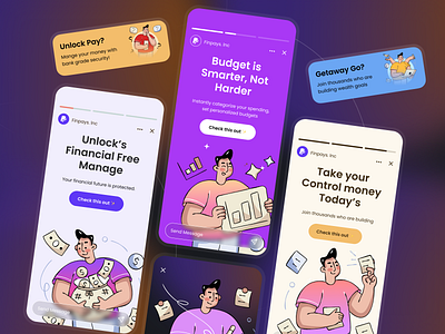 Fintech App Onboarding Screens banking clean design design ecommerce finance financial planning fintech illustration minimal design mobile app onboarding personal finance product design saas ui uiux ux vibrant