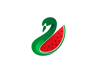 Swan and Watermelon design duck fruit fruit logo graphic design icon illustration logo logo combination swan swan logo vector watermelon watermelon logo