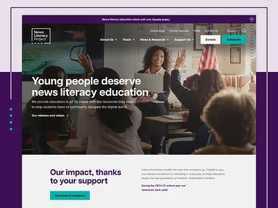 Nonprofit Website Design - News Literacy Project charity charity website design design education impact news non profit nonprofit nonprofit web design nonprofit website nonprofit website design organization resources support teaching testimonials ui web design webdesign website design