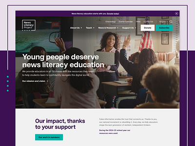 Nonprofit Website Design - News Literacy Project charity charity website design design education impact news non profit nonprofit nonprofit web design nonprofit website nonprofit website design organization resources support teaching testimonials ui web design webdesign website design