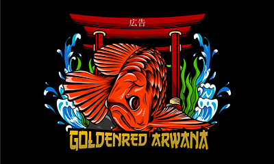 japanese arwana design fish graphic design illustration logo tshirt vector