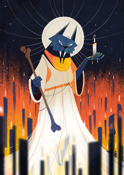 Candlemaker 2d illustration candle cat character character design halloween illustration notbear notbear.co poster story