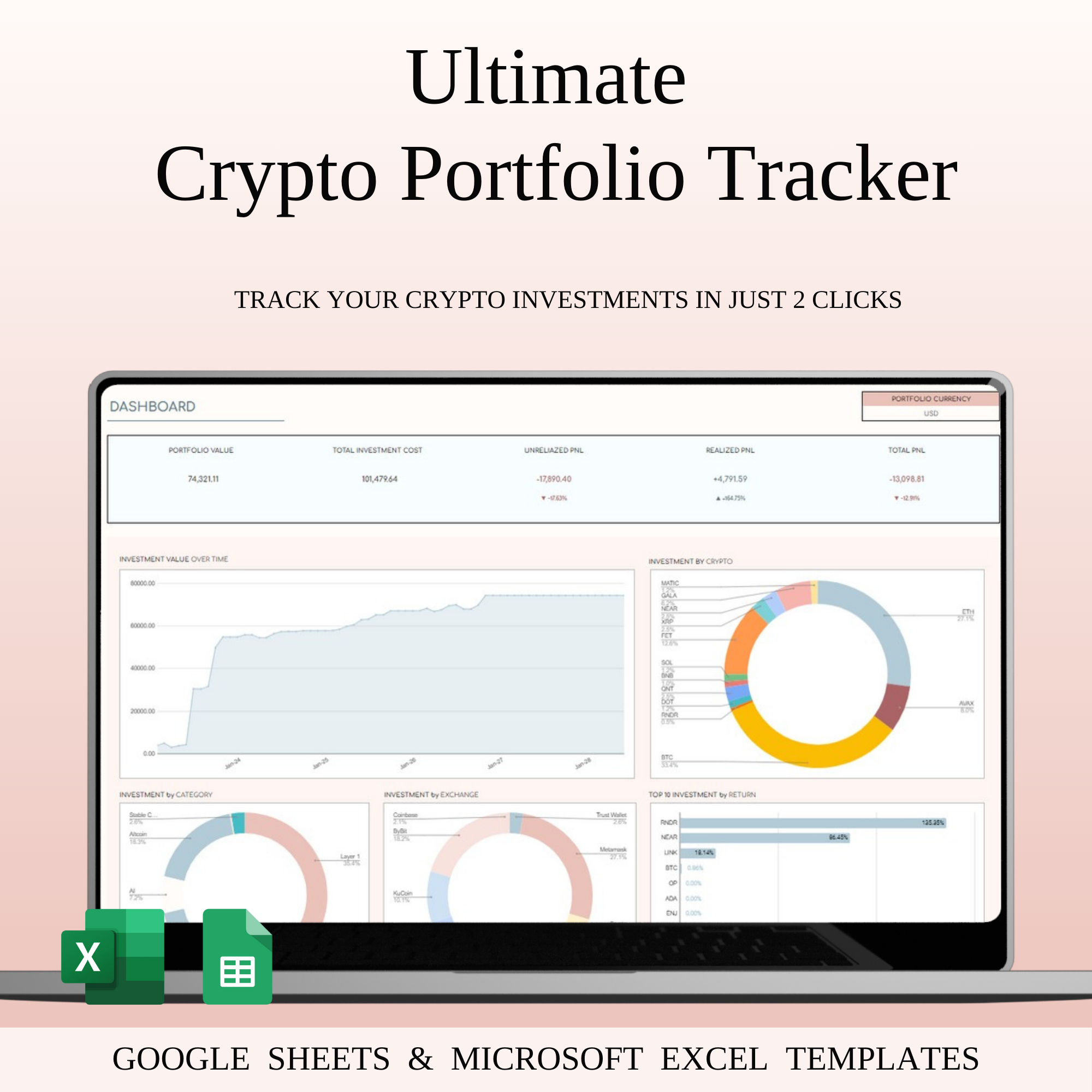 Crypto Portfolio Tracker Spreadsheet for Excel & Google Sheets bitcoin tracker crypto assets crypto dashboard crypto excel crypto holdings crypto investments crypto manager crypto pl crypto portfolio crypto portfolio excel crypto portfolio sheets crypto profit crypto sheets crypto spreadsheet crypto tracker crypto tracker excel crypto tracker sheets crypto trading cryptocurrency ethereum tracker