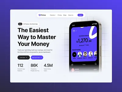 Finivo – Modern Finance App Web Design 💳✨ banking app clean ui dashboard design design figma figmadesign finance app fintech framer landingpagedesign modern ui money management product design responsive design uiux ux design webappdesign webflow
