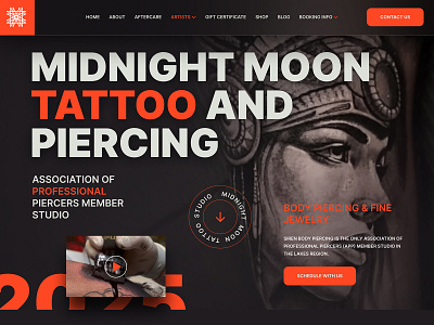 Midnight Moon Tattoo Studio Web Design | Artist-Driven Website black aesthetic creative portfolio dark aesthetic dark mode website design graphic design minimal web design mockup modern website piercing studio responsive web design smply studio studio website tattoo artists tattoo studio tattoo website design ui ux web designer website