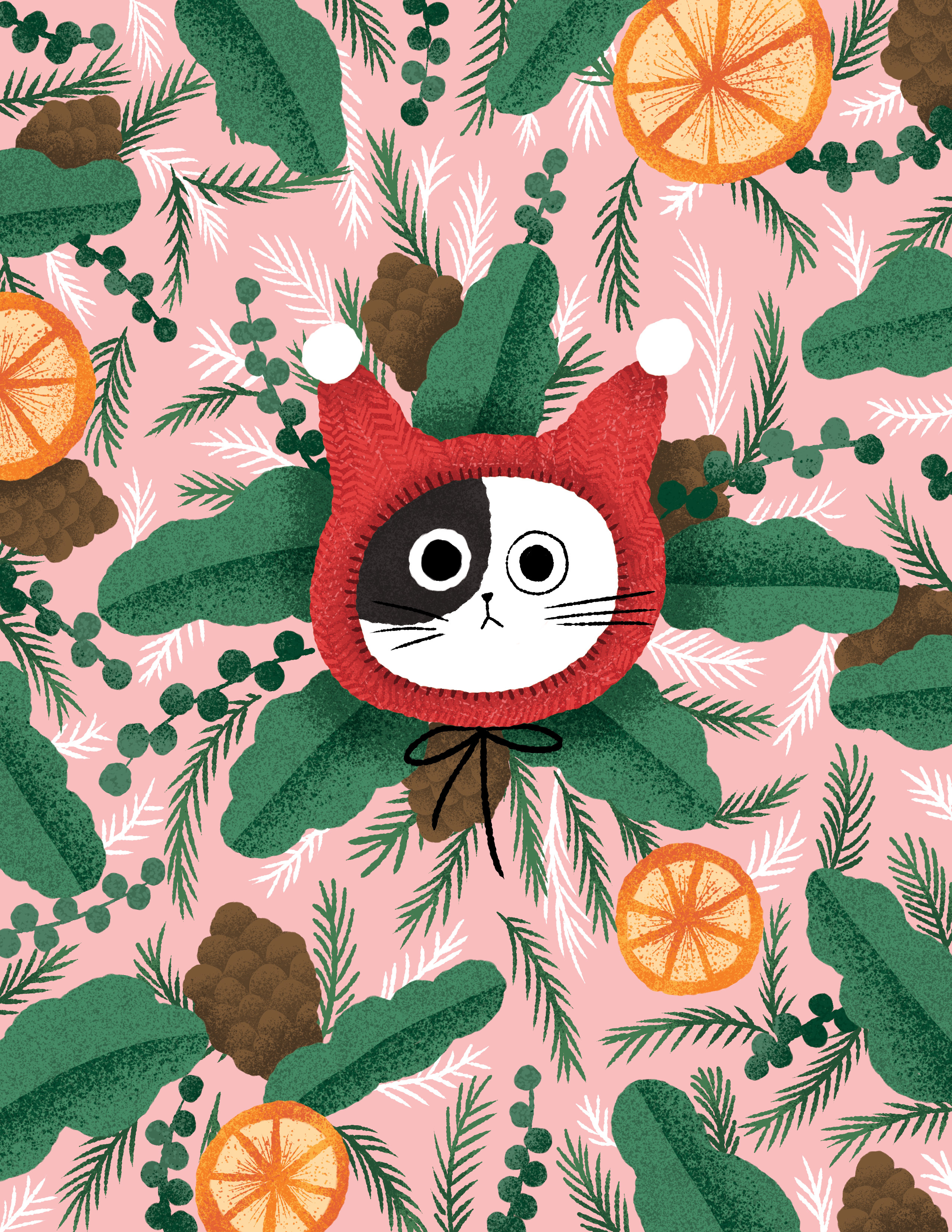 Cat Christmas Illustration animal card design cat christmas digital art graphic design holidays illustration pet portrait photoshop