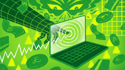 Ai manipulation ai artificial intelligence film noir illustration investment investor manipulation market money printmaking stock