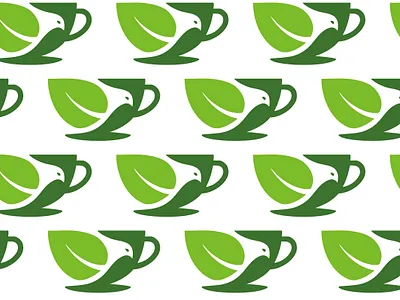 Tea Cup + Leaf + Bird Logo bird branding brew cafe coffee concept design graphic design green health illustration leaf logo logo design minimal nature symbol tea ui wellness