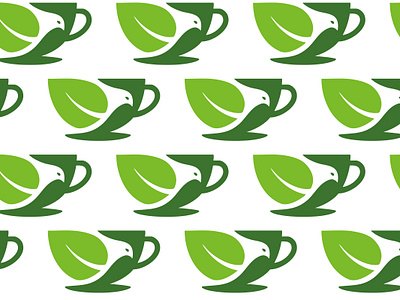 Tea Cup + Leaf + Bird Logo bird branding brew cafe coffee concept design graphic design green health illustration leaf logo logo design minimal nature symbol tea ui wellness