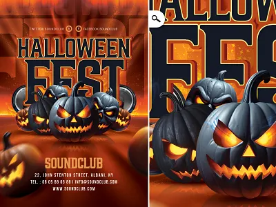 Halloween Fest Party Flyer bash celebration club disguised dj eve evening event fest flyer halloween hell night party print pub pumpkin scaring spooky themed