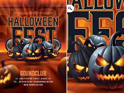 Halloween Fest Party Flyer bash celebration club disguised dj eve evening event fest flyer halloween hell night party print pub pumpkin scaring spooky themed