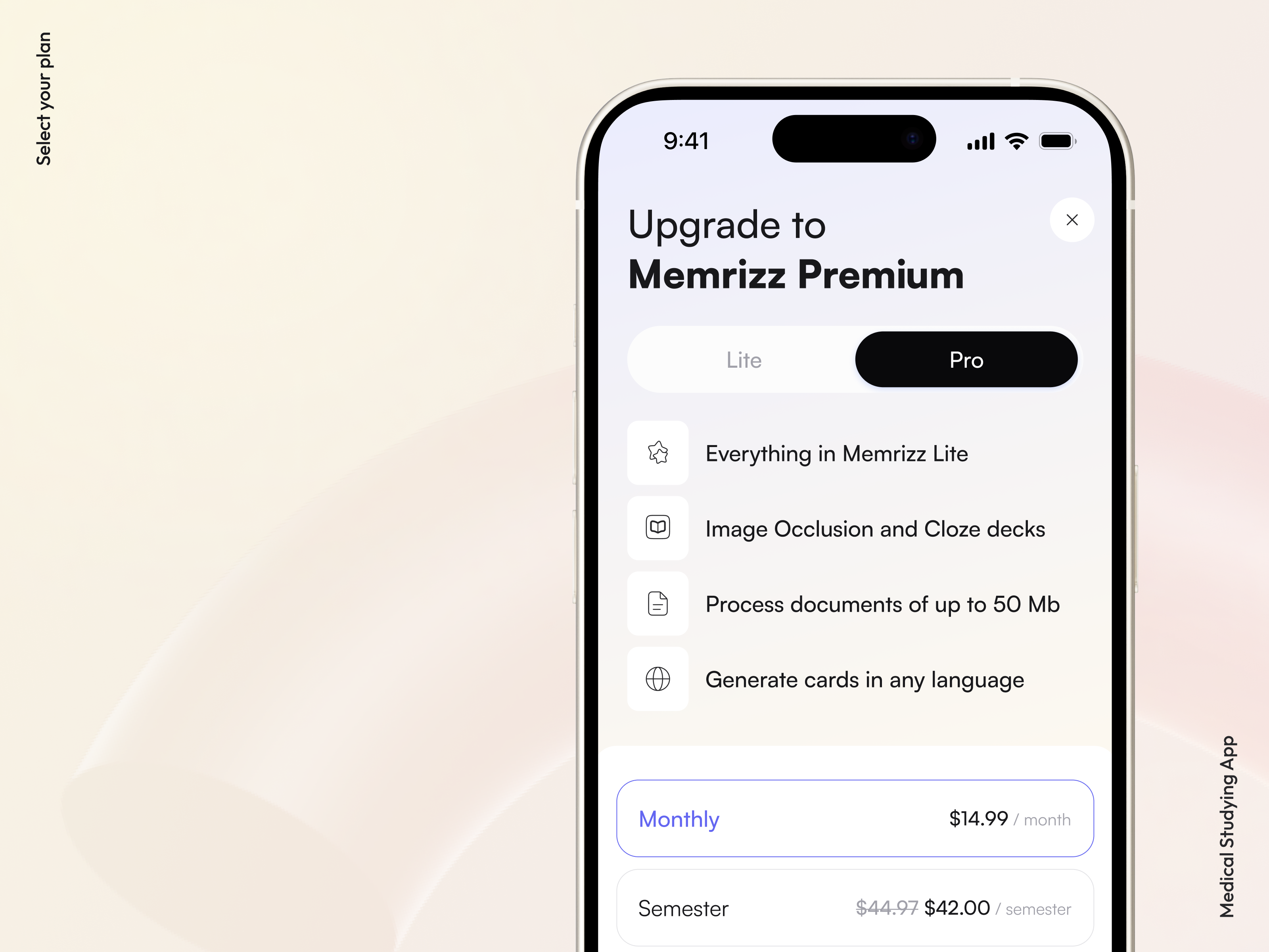 Pricing Plans - Flesh Cards Mobile App crypto fleshcards learning medical mobile app modern plans pricing select plan study ui ux web app web design