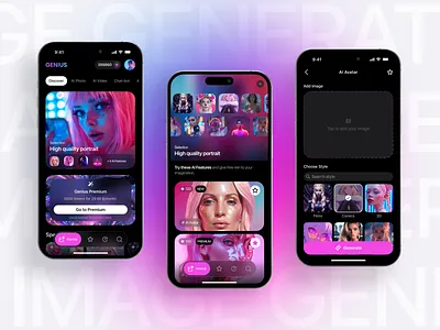 Concept Genius AI App branding clean design flat illustration logo minimal simple ui ux