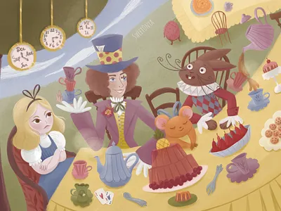 Alice in Wonderland. Children's Book Illustration alice in wonderland animals cartoon chapter book children illustration childrens book fairytale illustration