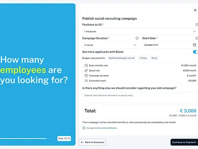 Recruiting campaign Step E dashboard recruitment saas ui ux webdesign