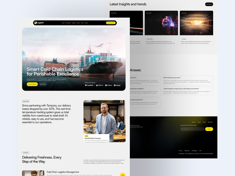 Cold Chain management Website Design app design branding clean concept design graphic design illustration landing page landing page design minimal ui ui design ui designer ui ux design web design webdesign website design