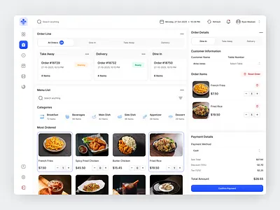 Food POS Terminal App app cart clean design fireart list manage overview products sell terminal ui ux