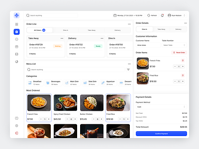 Food POS Terminal App app cart clean design fireart list manage overview products sell terminal ui ux