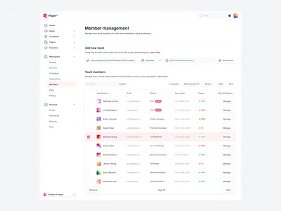 Member Management Page app design app web list design manage member manage product design table design ui ui design ux ux design ux designer