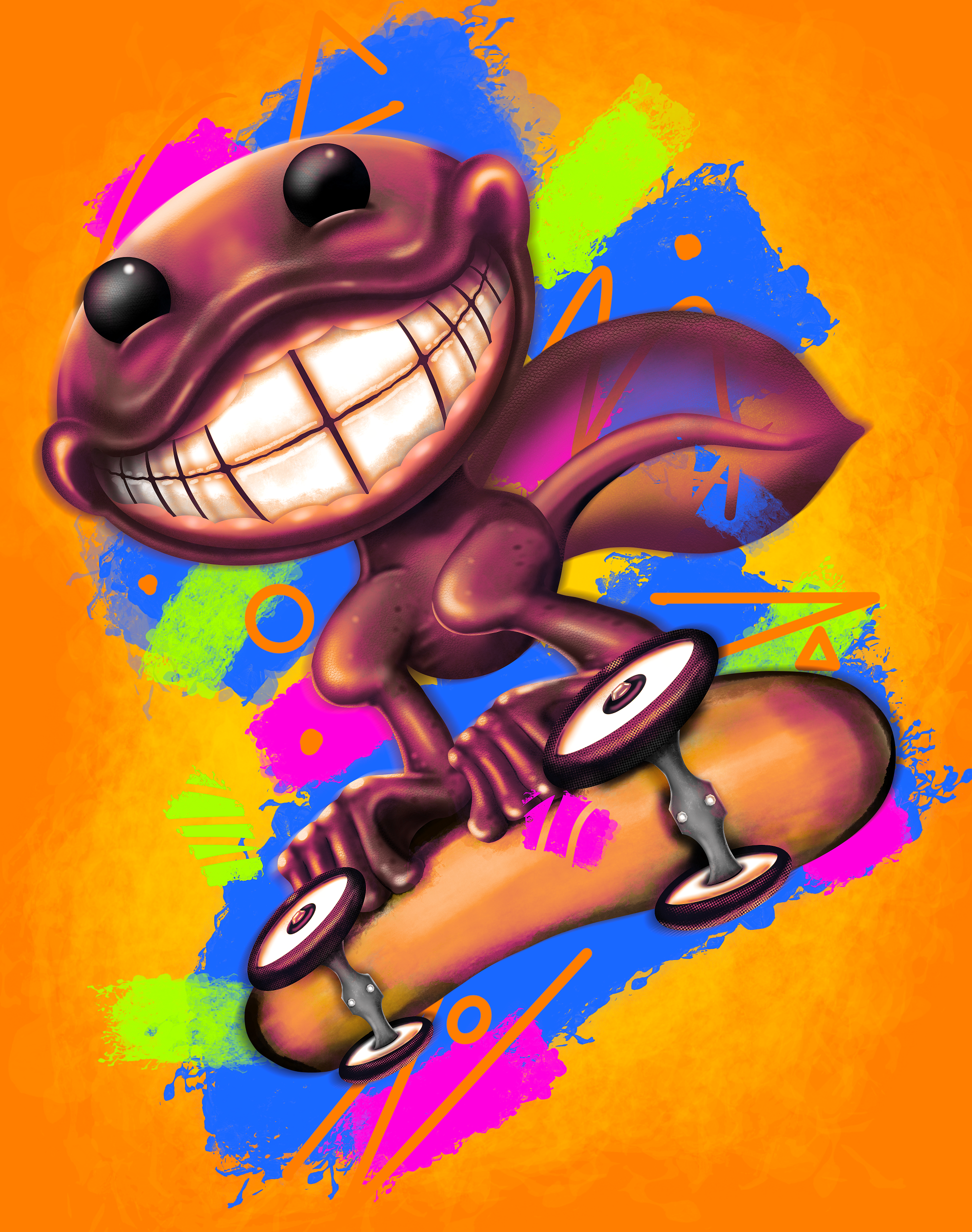 Tadpole on a skateboard. art colorfull design digitalart drawing graphicdesign illustration illustrator procreate skate skateboard tadpole