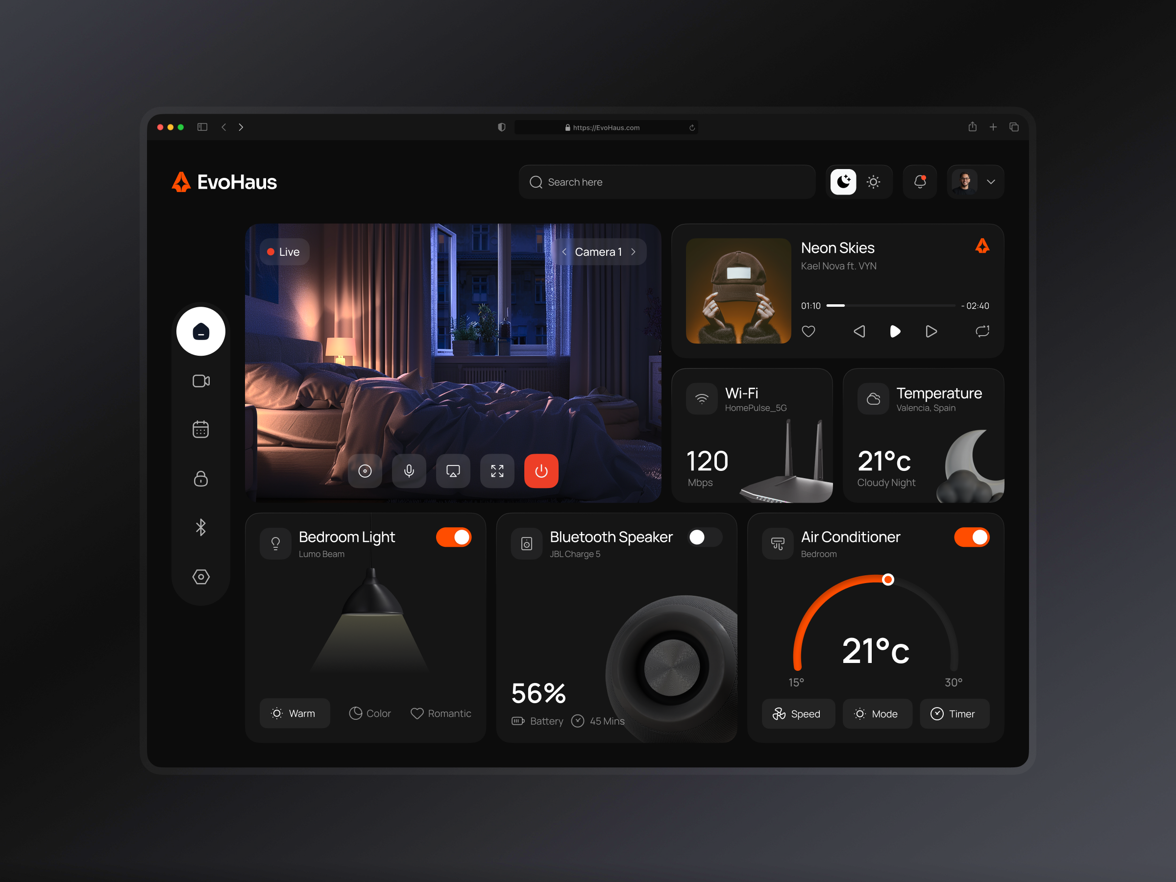Smart Home App Dashboard automation b2b dark ui dashboard dashboard design dashboard ui design figma home app home appliances home automation iot saas smart app smart home smart home app smarthome ui uiux ux