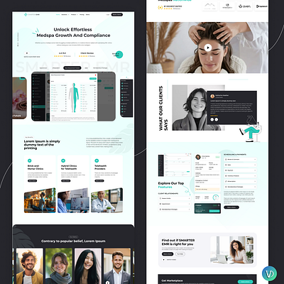 Medical or Healthcare EMR Landing Page charting clinic compliance concept design emr figmadesign healthcare healthcaredesign homepage hospital landingpage medical medicalui patientcare payments scheduling ui web webdesign