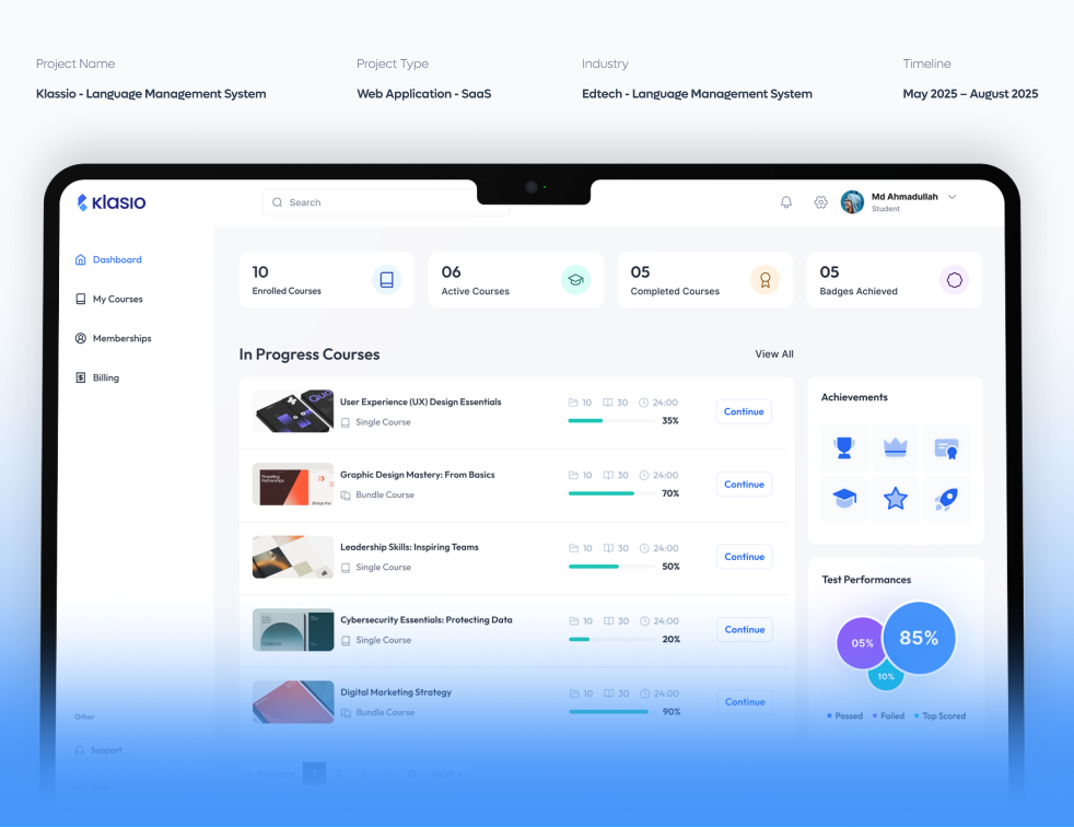 LMS Platform Design education lms products design ui ux