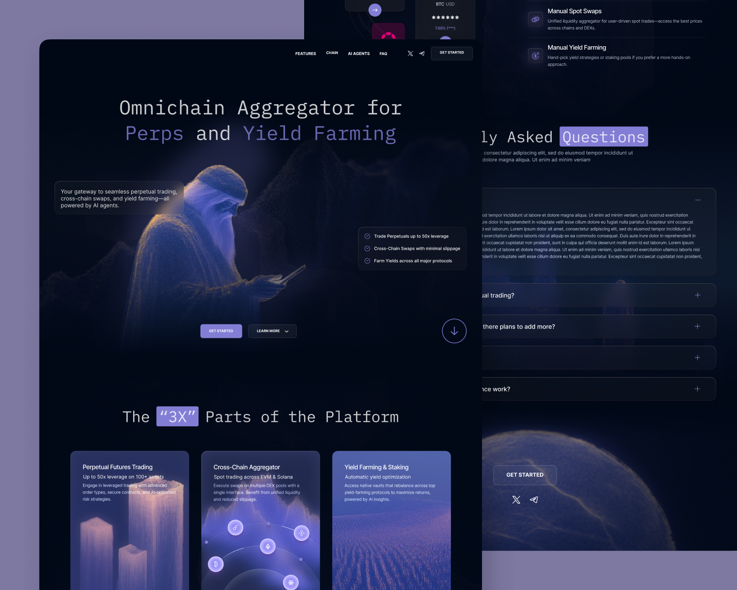 AI-Powered Crypto Aggregator - Web Design adobe xd ai blockchain crypto defi figma fintech futuristic ui user experience user interface web3