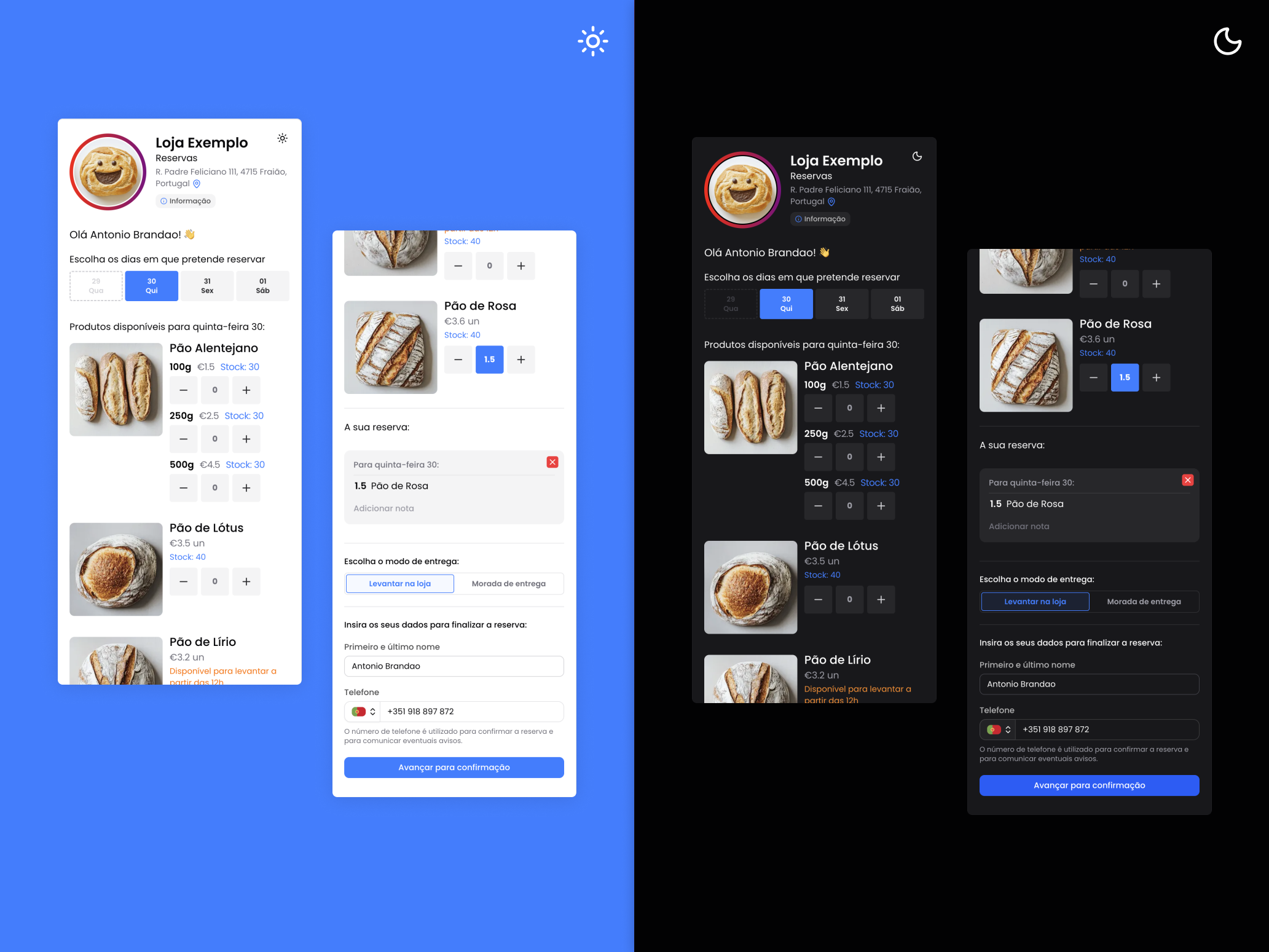 Online reservations app (design & code) dark mode ecommerce light mode reservations ui