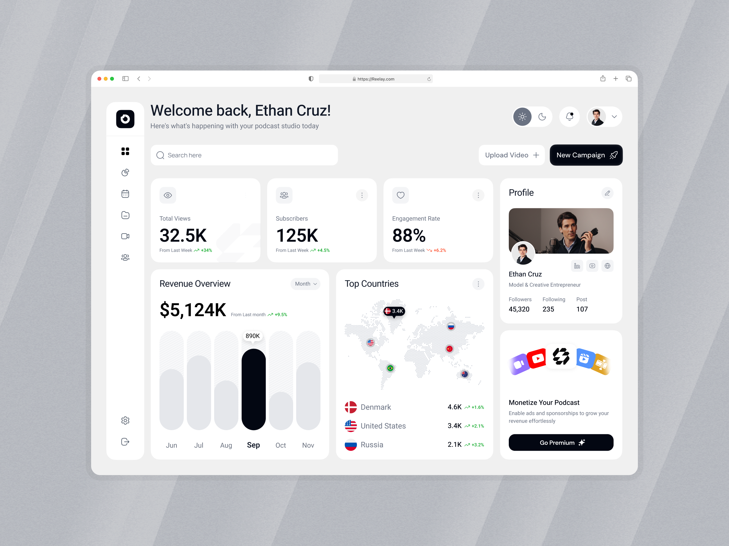 Podcast Streaming Web App UI bento design design landing page music podcast podcasting product design ui uiux user interface ux web app web app ui web application webdesign website