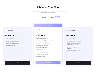 Pricing UI Design clean figma minimal pricing pricing section product design section ui ui ux design ux web design website