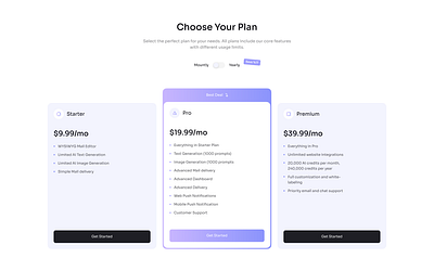 Pricing UI Design clean figma minimal pricing pricing section product design section ui ui ux design ux web design website