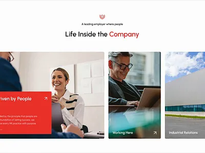 People & Culture Experience Section animation card clean color company corporate figma prototype red section ui ui ux design ux web design webdesign