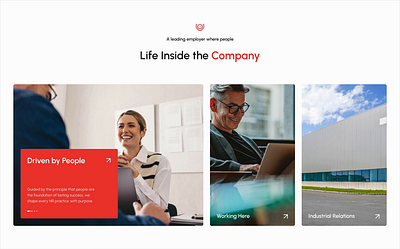 People & Culture Experience Section animation card clean color company corporate figma prototype red section ui ui ux design ux web design webdesign