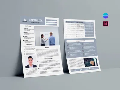 Capability Statement agency business capabilities capability statement client company construction corporate design executive summary federal federal market flyer layout professional project proposal report template vector