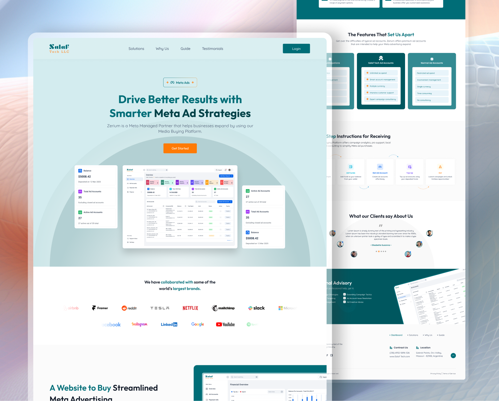 Salaf LLC - Meta add Web UI Design 👌| V3, iOS, AI ✨ branding design graphic design landing page logo tusharsharma69 ui ui design ui ux design ui ux presentation web design