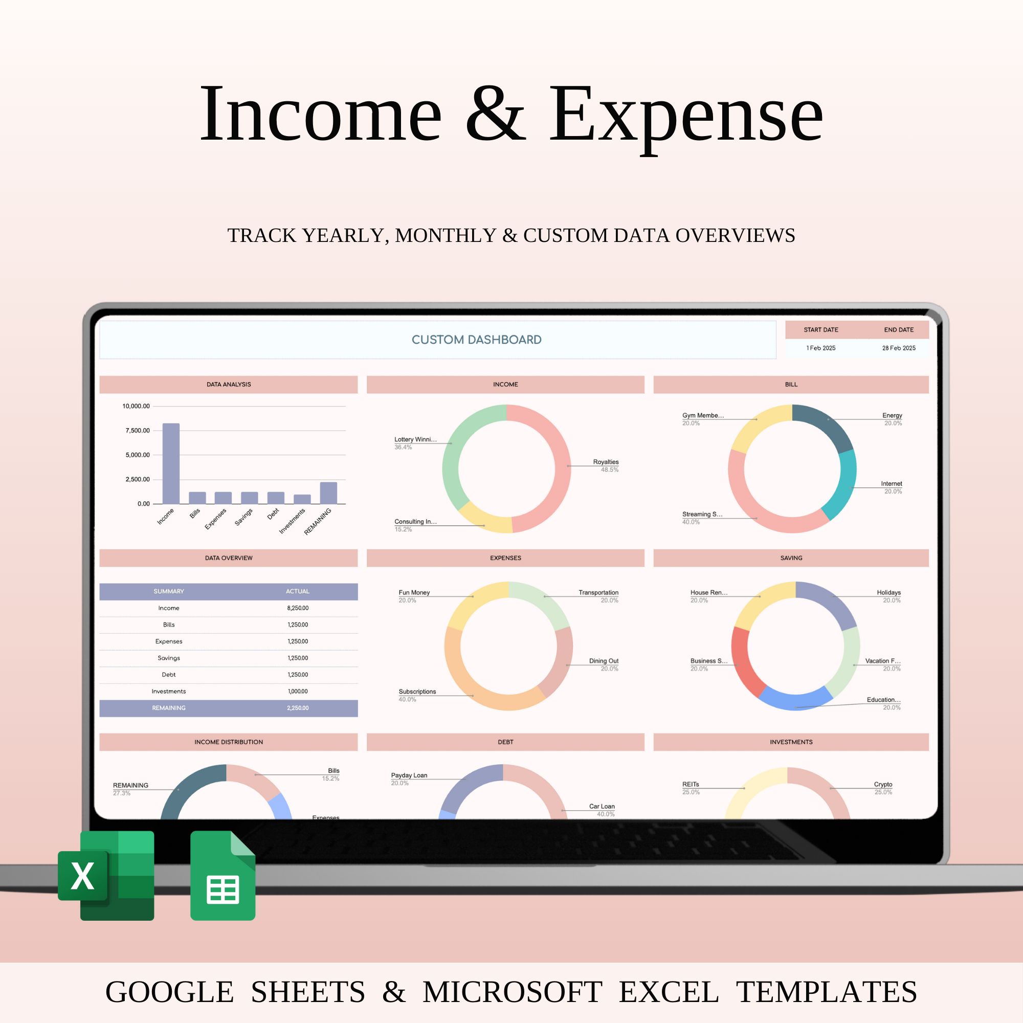 Income and Expense Tracker Spreadsheet budget planner budget spreadsheet budgeting tool excel template expense categories expense management expense tracker financial dashboard financial goals financial organization financial overview financial planning google sheets template income categories income management income tracker money tracker monthly budget personal finance savings tracker