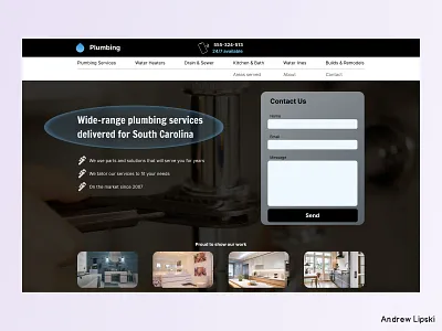Plumbing Website - First Visible Screen abovethefold contactform conversion conversionrateoptimization desktop herosection leads userexperience userexperiencedesign uxui website