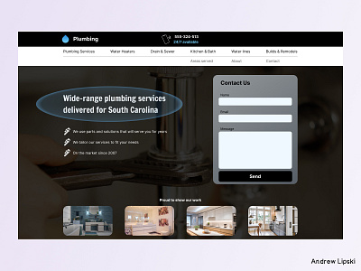 Plumbing Website - First Visible Screen abovethefold contactform conversion conversionrateoptimization desktop herosection leads userexperience userexperiencedesign uxui website