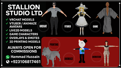 🚀 Stallion Studio LTD – Bringing Imagination to Life! 🎨✨ 3d animation anime blender cartoon design game illustration motion graphics overlays rig vrchat vtuber
