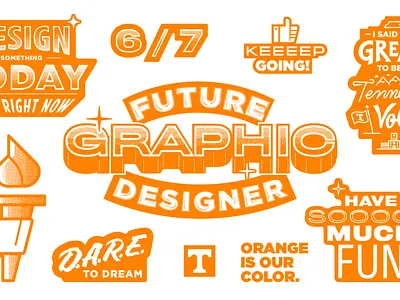 Career Night Sticker Sheet design designer future graphic design halftone illustration knoxville lettering sticker sheet tennessee thumbs up tn torch type typography