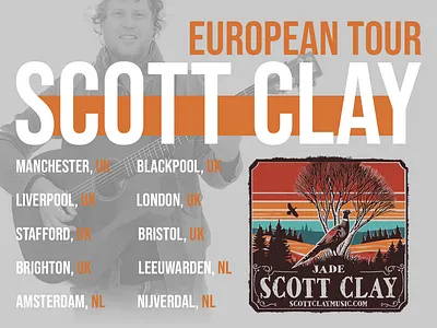 Scott Clay ‘Jade 2024’ European Tour T-Shirt Design album art americana apparel graphic design illustration music t shirt design tour tshirt visual identity