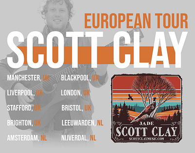 Scott Clay ‘Jade 2024’ European Tour T-Shirt Design album art americana apparel graphic design illustration music t shirt design tour tshirt visual identity