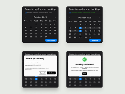 Date Picker & Booking Flow Concept bookingapp datepicker designconcept interactiondesign interfacedesign minimaldesign mobiledesign productdesign uidesign uxdesign