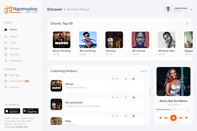 Streaming Platform Web UI/UX | Ngomaplay design music product design streaming tech company uiux