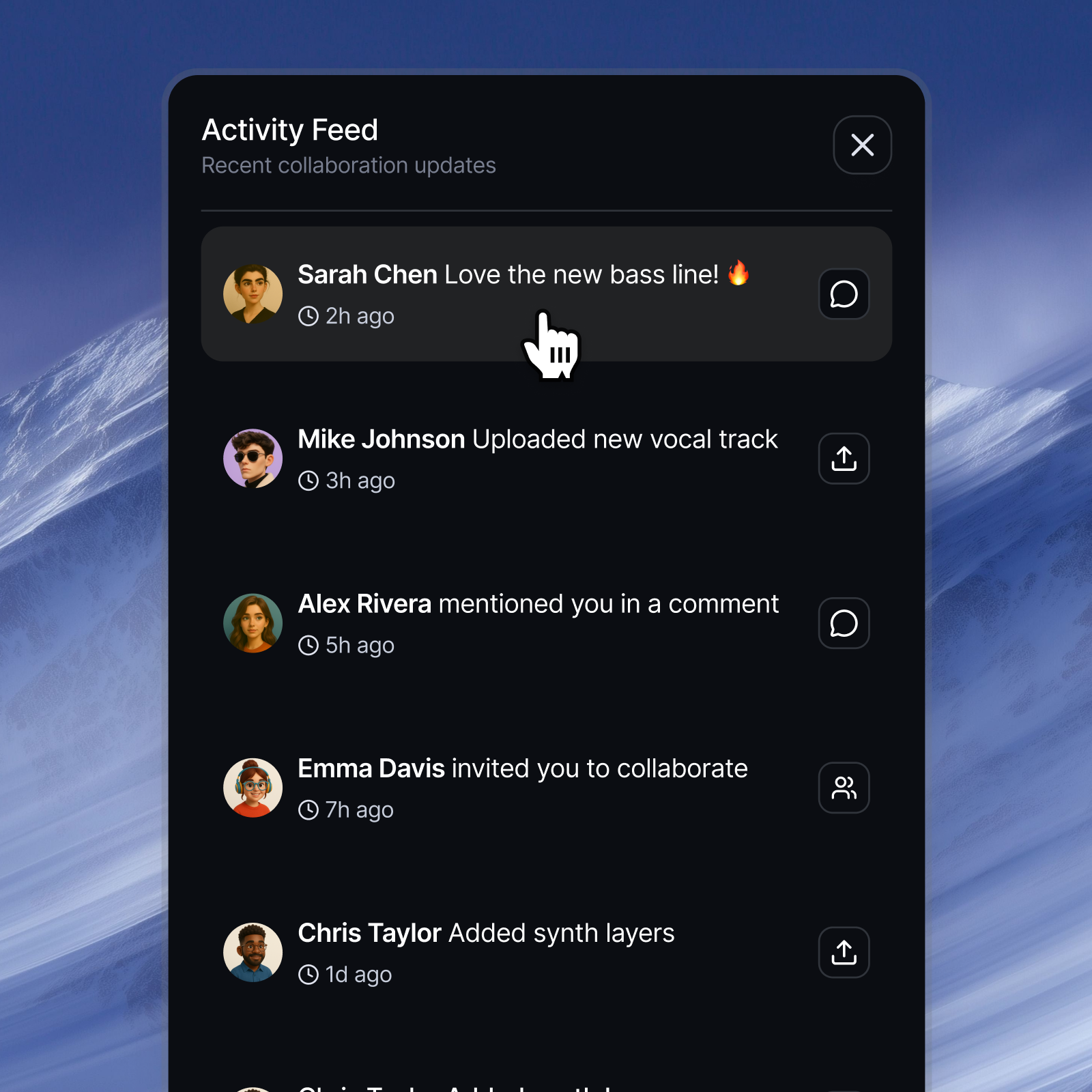 Activity Feed - Consistent UI activity consistentui log sidepanel ui untitledui
