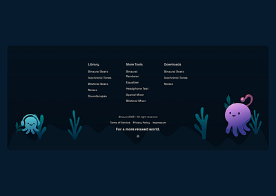🪼 Binauro Jelly Footer – Calm, Playful & Functional dark darkmode footer jellyfish links mui ui webdesign